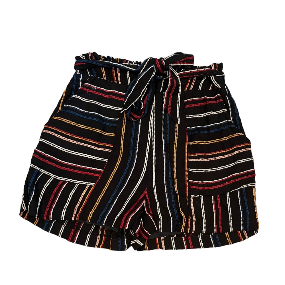 Francesca’s Mi Ami Multicolor Paper Bag Shorts Sz M